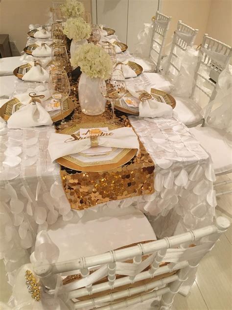 gold and white party supplies